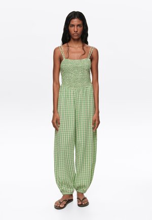 BIMBA Y LOLA, BIMBA Y LOLA MONO FRUNCIDO Y BOMBACHO CUADROS VERDES - Mono - verde