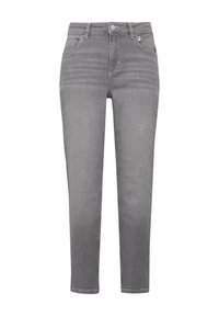 Grijze denim jeans met een slim fit, voorzien van een ritsgulp, voorkwabben en subtiele vervaging voor textuur. Klassiek vijf-pocket ontwerp.