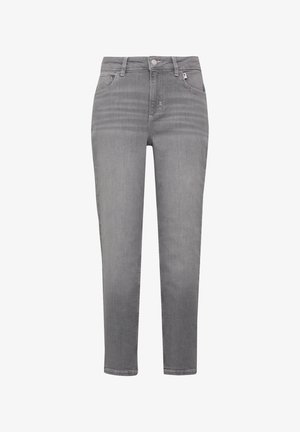 Grijze denim jeans met een slim fit, voorzien van een ritsgulp, voorkwabben en subtiele vervaging voor textuur. Klassiek vijf-pocket ontwerp.