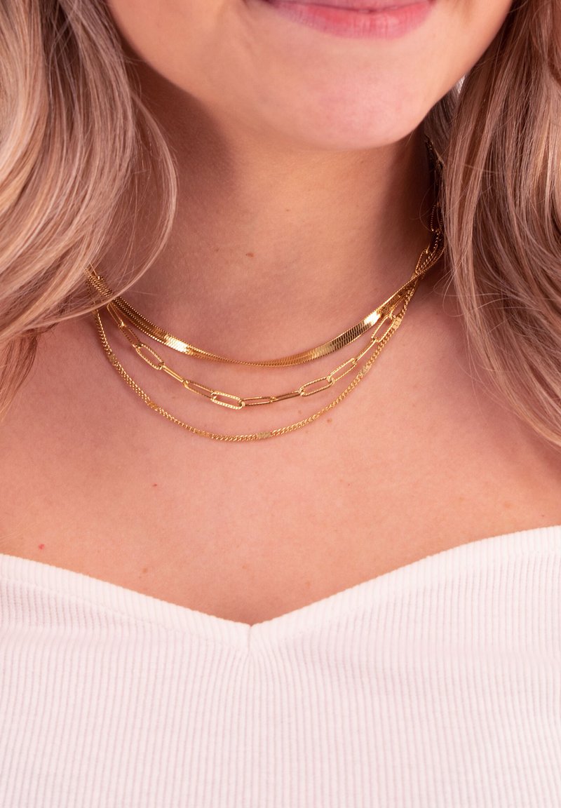 My Jewellery TRIPLE COARSE FLAT LINKS Collier gold coloured/doré