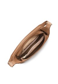 Borsa a mano in pelle color corda con finitura testurizzata, dotata di più scomparti e tasche con zip. Manico attaccato per il trasporto.