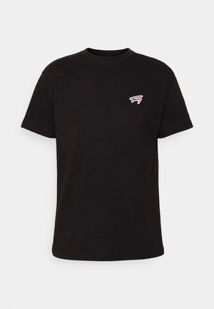 Sort kortærmet bomulds T-shirt med lille "Tommy" logo i hvid, rød og blå på venstre bryst.