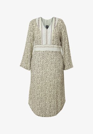 Ulla Popken, CHEETAH PRINT LONG SLEEVE V-NECK - Hverdagskjole - pistachio