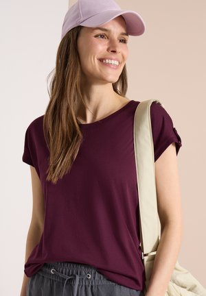 Cecil T-SHIRT MIT RUNDHALS UND TURN-UP-DETAIL - T-shirt basic - sweet grape red