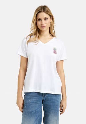 V-AUSSCHNITT UND ARTWORK - Print T-shirt - white