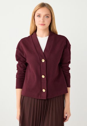 RELAXED FIT V-NECK SOFT - Gilet - burgundy