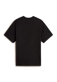 T-shirt in cotone nero con maniche corte, scollo tondo e vestibilità rilassata. Texture liscia e senza grafiche o dettagli visibili.