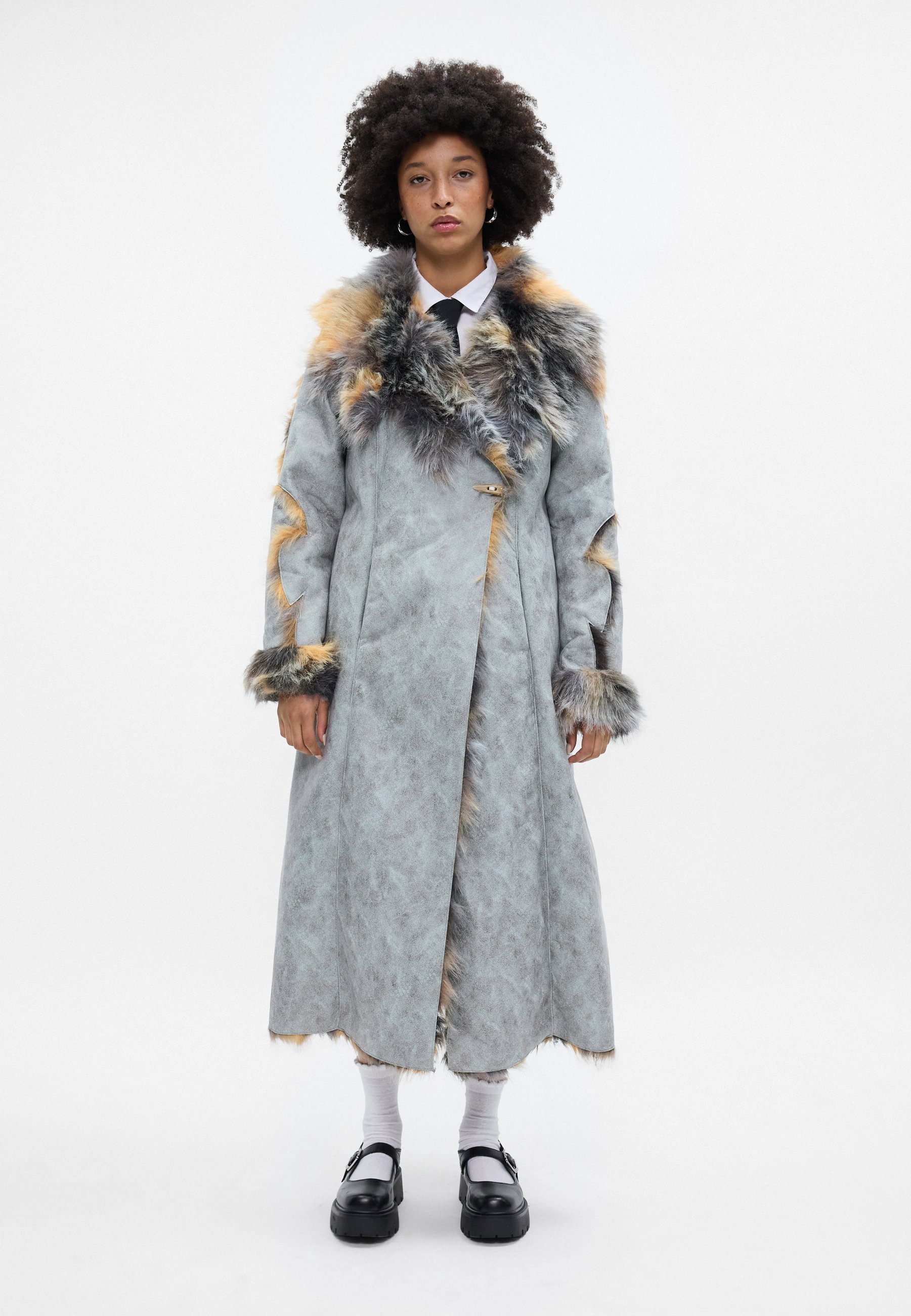 Jaded London LONG SEONE MAXI COAT - Winter coat - multi/light blue
