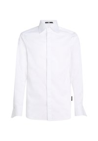Witte lange mouwen blouse met een klassieke kraag, knoopsluiting en manchetdetails. Gemaakt van een gladde stof met een normale pasvorm en zijnaadlabel.