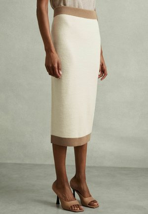 REGULAR FIT - NIA MIDI - Pencil skirt - cream camel