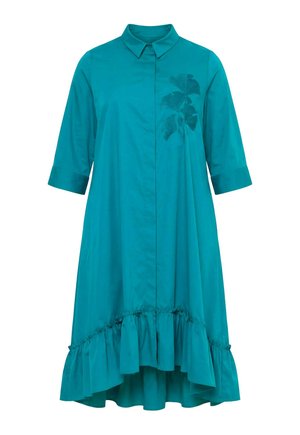 Ulla Popken, TONAL GINKGO EMBROIDERED FLOUNCE PANEL DRESS - Blusenkleid - emerald