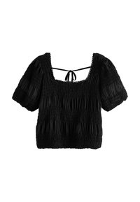 SHORT SLEEVE SMOCK TIE BACK - Blúzka - black