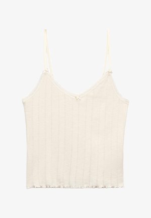 Marks & Spencer, SLUB POINTELLE LACE CAMI PYJAMA TOP. - Nattøj trøjer - ivory