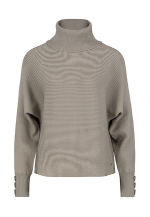 MIT STEHKRAGEN UND ÄRMELKNÖPFEN - Jumper - beige