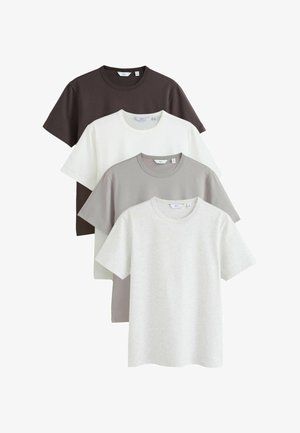 Next, SLIM FIT - MOTIONFLEX SOFT T-SHIRTS 4 PACK - Basic T-shirt - white brown stone neutral marl