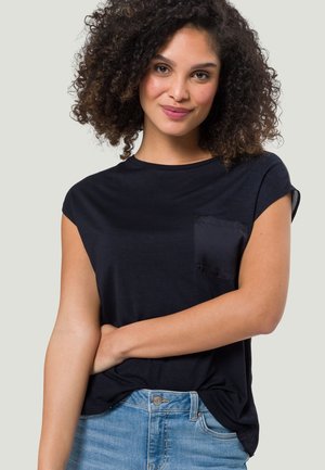 MIT RUNDHALSAUSSCHNITT - T-shirt basic - blue black