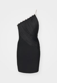 DRAPED FRINGE MINI DRESS TRIM - Cocktailklänning - black