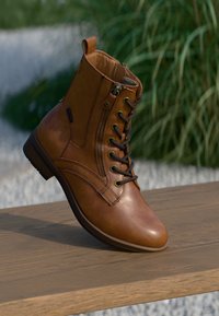 Lace-up ankle boots - cognac