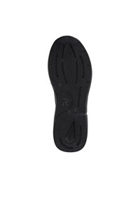 Schwarze Gummisohle mit einem strukturierten Griffmuster und einem auffälligen Logo. Aerodynamisches Design mit konturierten Linien für bessere Traktion.