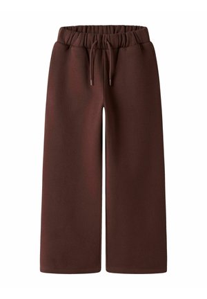Braune weite Sweatpants mit elastischem Bund und Kordelzug, aus weichem Stoff für legere Outfits.