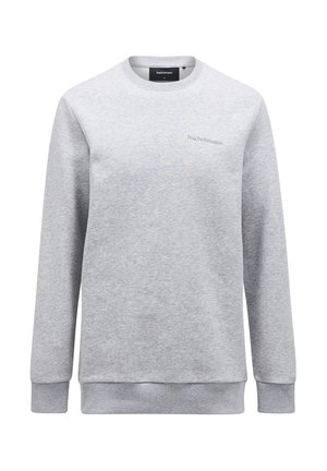Grijze sweatshirts gemaakt van zachte stof, met een ronde halslijn, geribbelde manchetten en tailleband. Subtiele logo geborduurd op de borst.