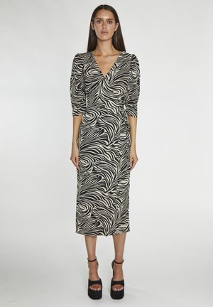 WRAP MIDI  - Vestito casual - stone black zebra