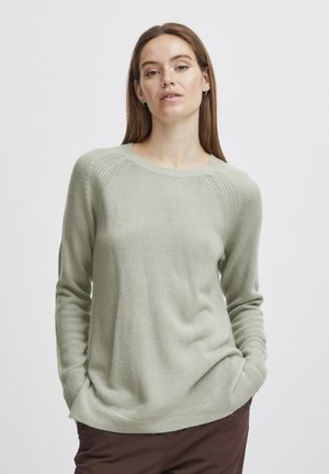 b.young BYMALEA SLIT  - Sweter - frosty green