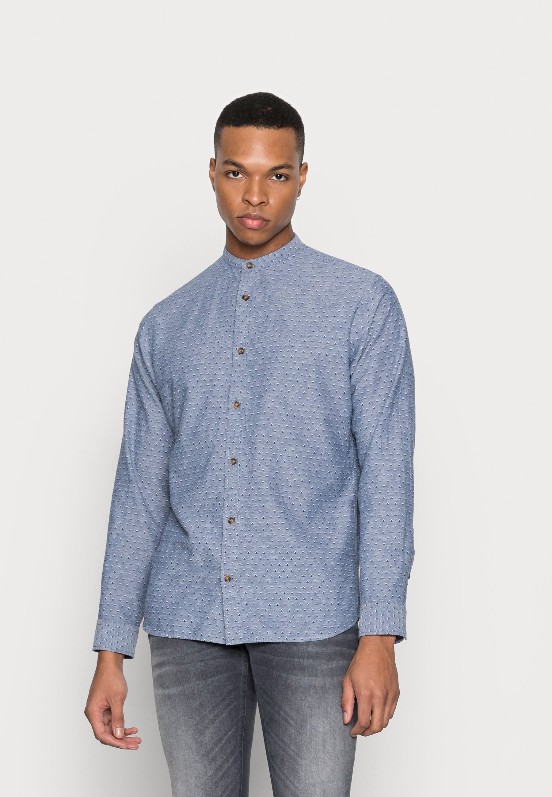 JACK & JONES Heren vrijetijdshemd JJESUMMER band slim fit blauw beige wit, Crockery/Stripes: slim fit, L