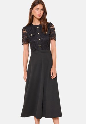 Lipsy, REGULAR FIT - SHORT SLEEVE BUTTON MIDI - Jurk - black