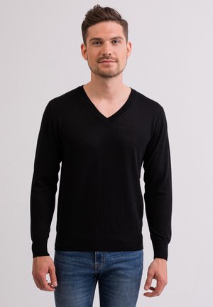 V-AUSSCHNITT  - Strickpullover - schwarz