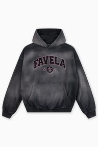 EMBLEM BLACK DIRT WASH HOODIE UNISEX - Kapuzenpullover - black washed