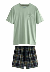 Unselected, pale green navy blue check