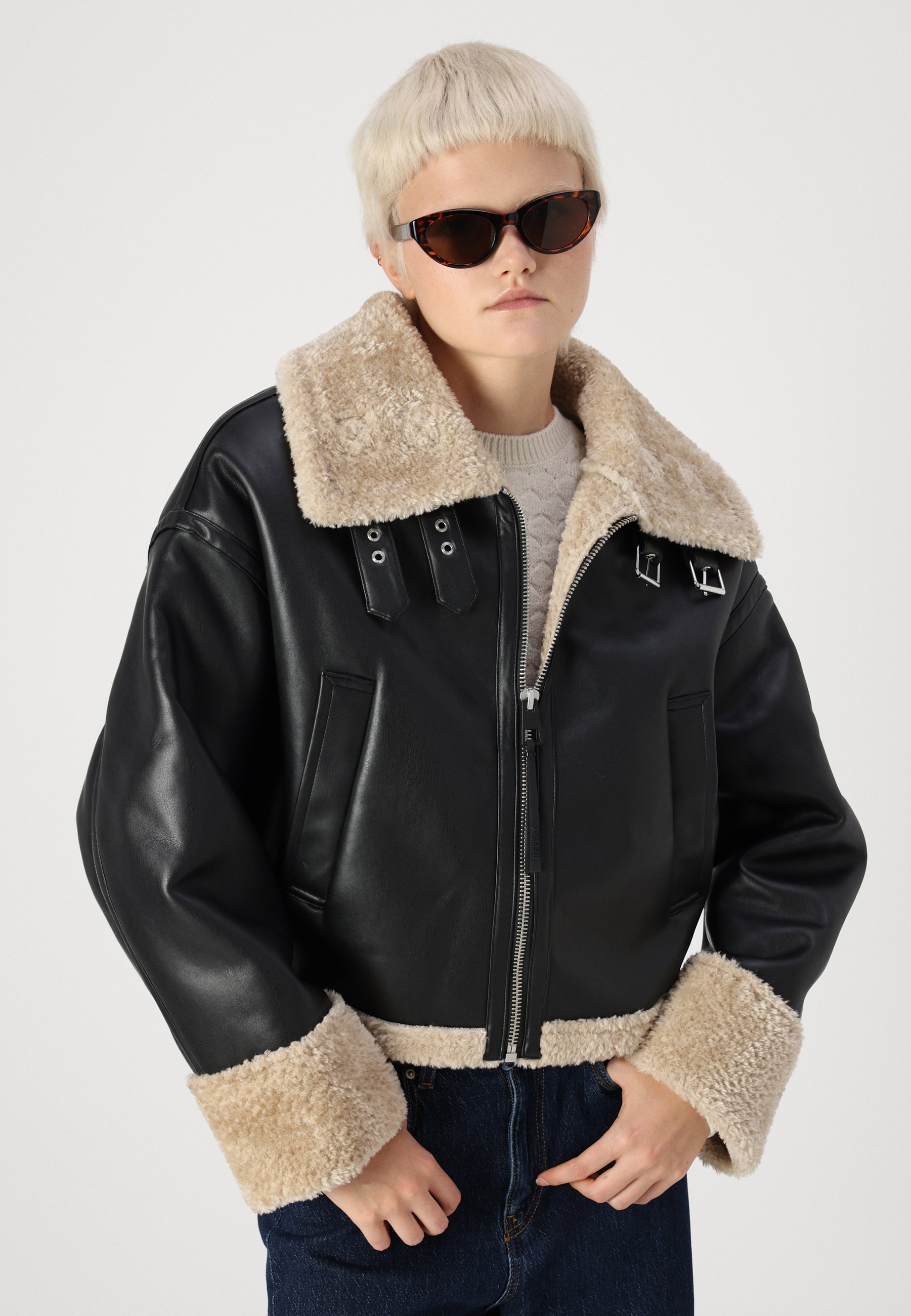 Replay Faux leather jacket - black - Zalando.co.uk