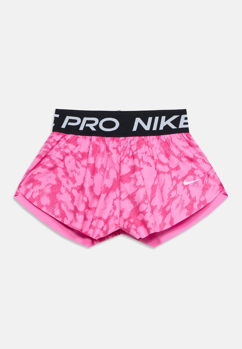 Ροζ αθλητικό σορτς Nike Pro με μαύρη ελαστική μέση και λευκό κείμενο "NIKE PRO".