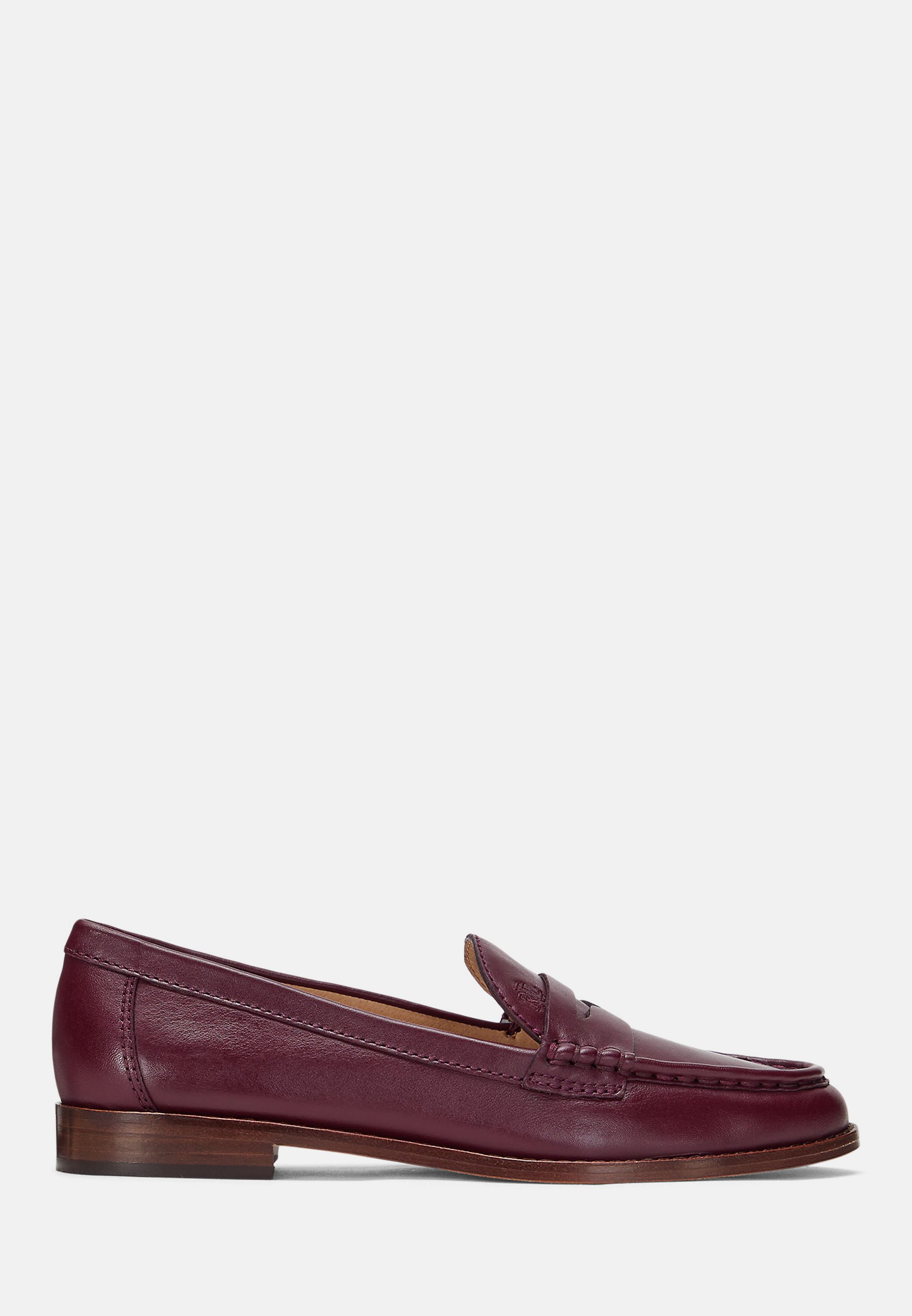 Ralph Lauren Wine/Burgundy Leather Slip-On Loafers with Silver Hardware RALPH LAUREN BURGUNDY WINE GENUINE SUEDE MONOGRAMMED SLIP ON  main image 3