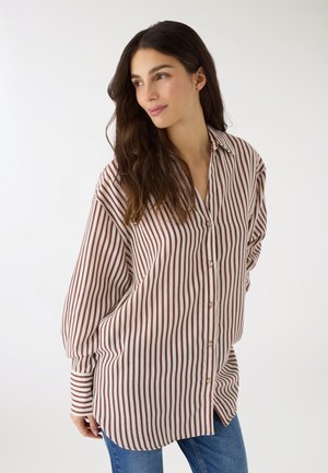 OVERSIZE A RIGHE EFFETTO  - Camicia - var mogano