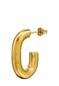 Boucle d'oreille en or en forme de "C" stylisé, avec une surface lisse et brillante et un système de fermeture à tige sécurisée.