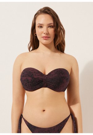 Calzedonia, DARK ANIMALIER BANDEAU - Bikinitop - brown