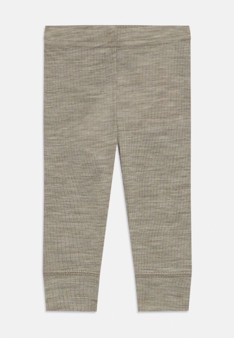 Leggings i bomullsblandning i ljusgrått med en mjuk textur, som har en åtsittande design och sydda fållar vid fållen och midjan.