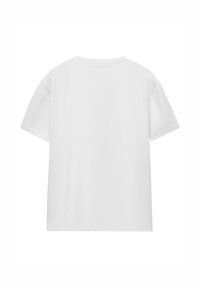 White, short-sleeve t-shirt featuring a simple crew neckline and a relaxed fit. Smooth cotton material, no patterns or graphics.