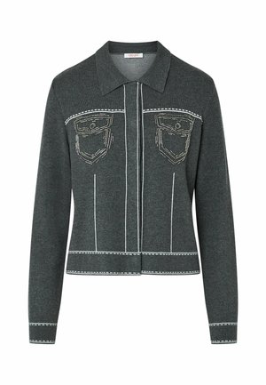 LIU JO, LIU JO KNIT JACKET WITH BEADS - Gilet - dark grey