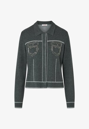LIU JO, LIU JO KNIT JACKET WITH BEADS - Chaqueta de punto - dark grey