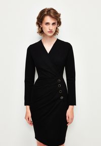 adL - V-NECK DRAPED FRONT BUTTONED  - Robe fourreau - black Image miniature 1