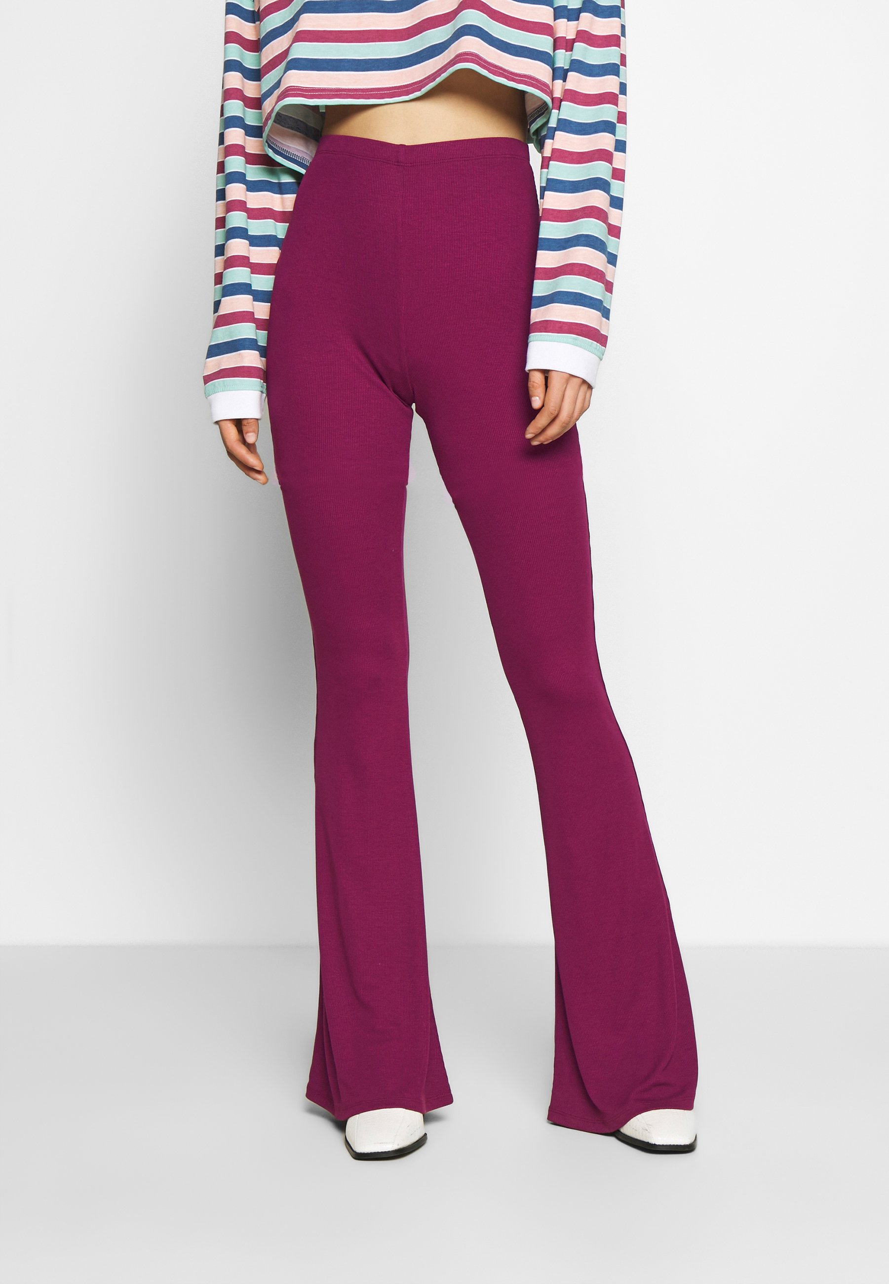 Missguided 2 PACK FLARE - Broek - black/burgundy/Zwart - Zalando.nl