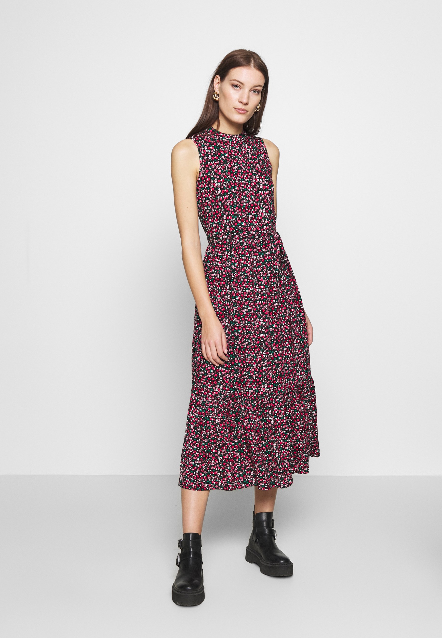 Dorothy Perkins DITSY SMOCK MIDI DRESS Jerseykjole black Dorothy Perkins BUTTON THROUGH MIDI DRESS - Jerseykjole - navy