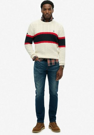 STRIPE CABLE  - Strickpullover - ecru eclipse navy