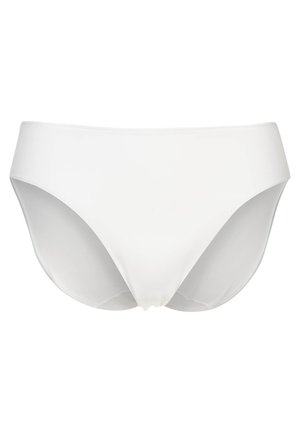 Witte naadloze hoge slipjes van een gladde stof zonder zichtbare patronen of versieringen.