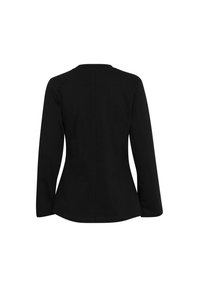 Maglietta nera a maniche lunghe con scollatura tonda, forma aderente e un delicato design delle cuciture sul retro, realizzata in un tessuto morbido ed elastico.