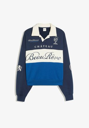 Bershka, PRINTED WITH CONTRAST COLLAR - POLO SHIRT - Mikina - dark blue