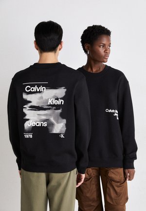 Calvin Klein Jeans DIFFUSED LOGO CREW NECK UNISEX - Sweatshirt - black